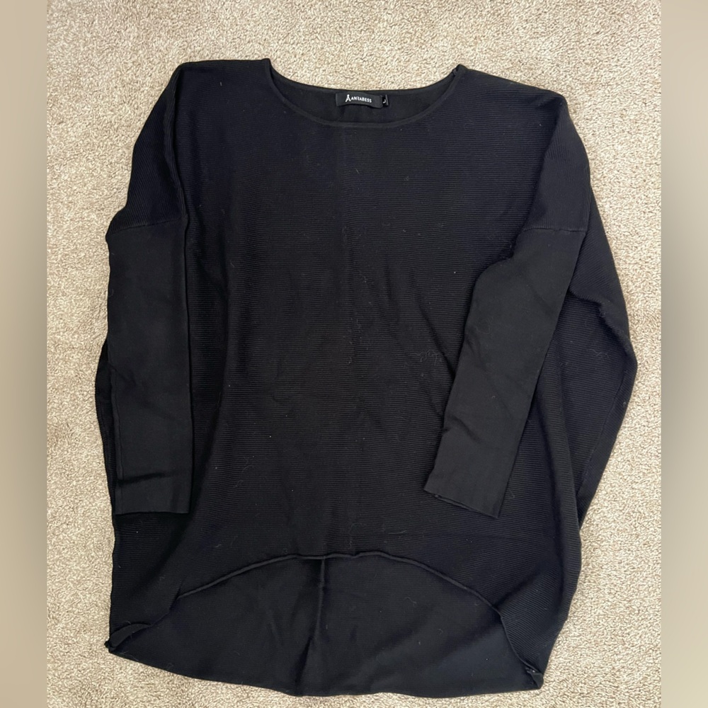 Anne Klein Black Lightweight Long-Sleeve Knit Top